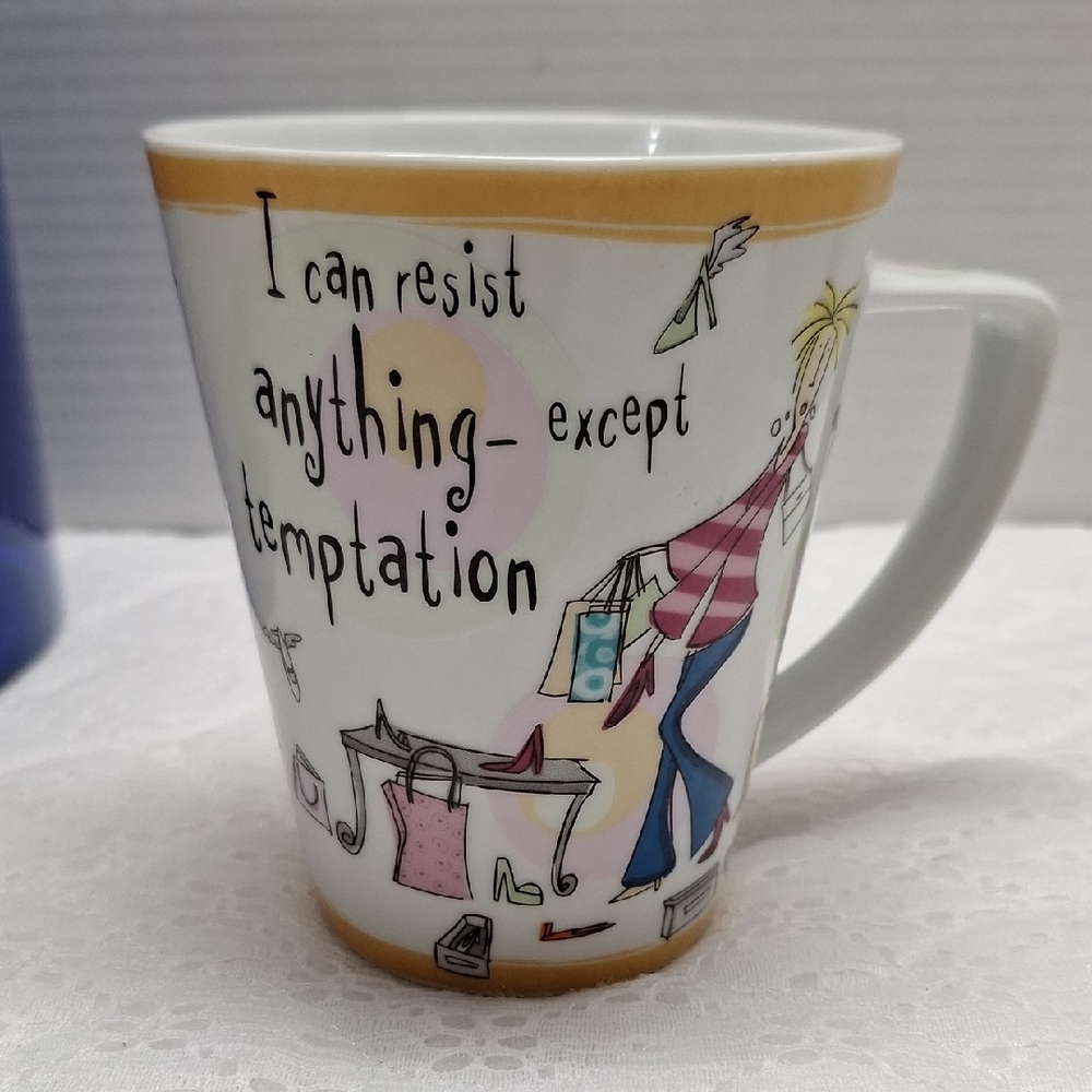 🛍2/$15🛍 #ABF Charming Mug with Gold Accents: Born To Shop